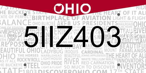 5IIZ403 Ohio License Plate