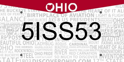 5ISS53 Ohio License Plate