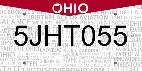 5JHT055 Ohio License Plate