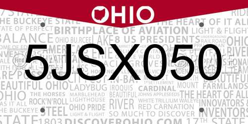 5JSX050 Ohio License Plate