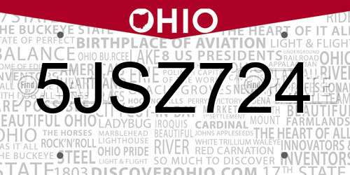 5JSZ724 Ohio License Plate
