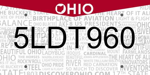 5LDT960 Ohio License Plate