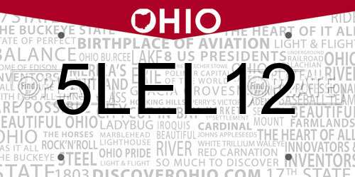 5LEL12 Ohio License Plate