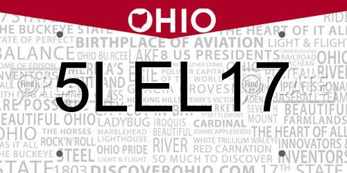5LEL17 Ohio License Plate