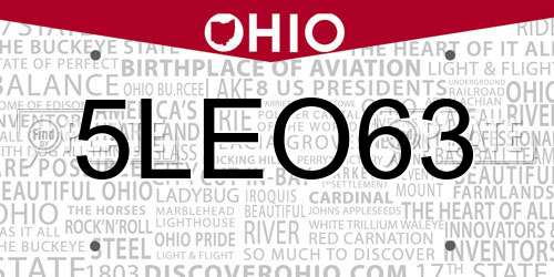 5LEO63 Ohio License Plate