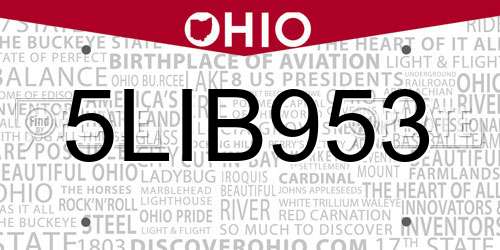 5LIB953 Ohio License Plate