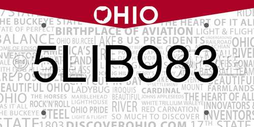 5LIB983 Ohio License Plate