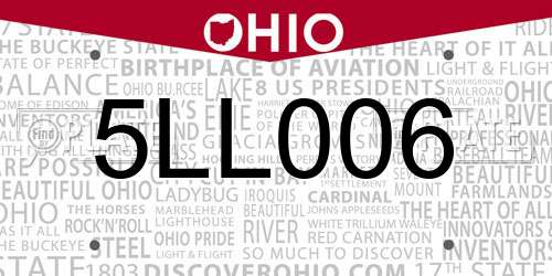 5LL006 Ohio License Plate