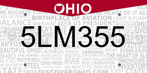 5LM355 Ohio License Plate