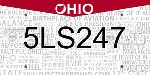 5LS247 Ohio License Plate