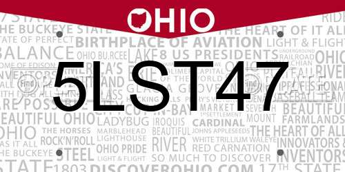 5LST47 Ohio License Plate