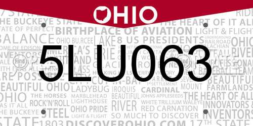 5LU063 Ohio License Plate