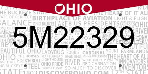 5M22329 Ohio License Plate