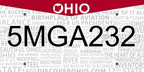 5MGA232 Ohio License Plate