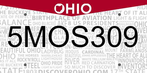 5MOS309 Ohio License Plate