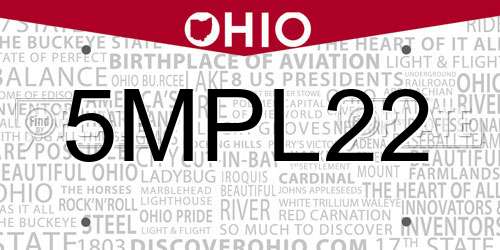 5MPL22 Ohio License Plate