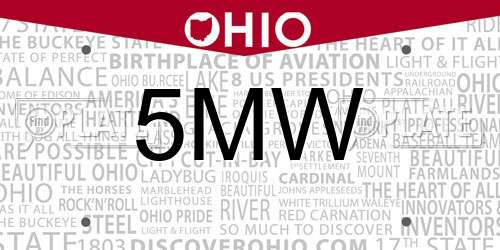 5MW Ohio License Plate