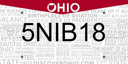 5NIB18 Ohio License Plate
