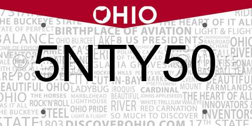 5NTY50 Ohio License Plate