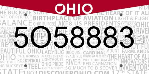 5O58883 Ohio License Plate
