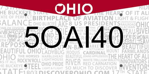 5OAI40 Ohio License Plate