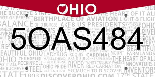 5OAS484 Ohio License Plate