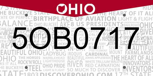5OB0717 Ohio License Plate