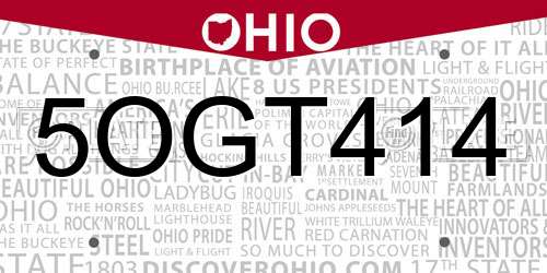 5OGT414 Ohio License Plate