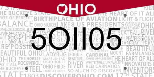 5OII05 Ohio License Plate