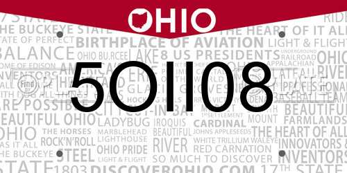 5OII08 Ohio License Plate