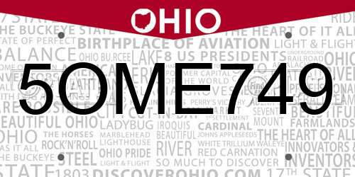 5OME749 Ohio License Plate