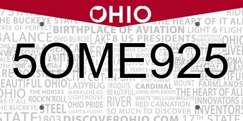 5OME925 Ohio License Plate
