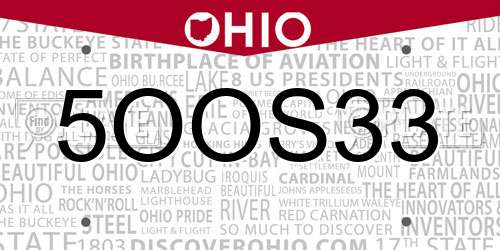 5OOS33 Ohio License Plate