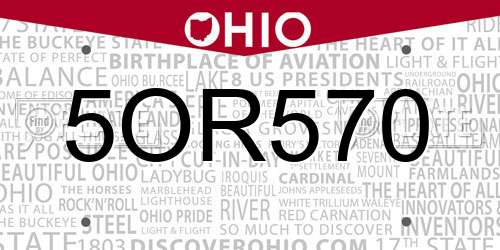 5OR570 Ohio License Plate