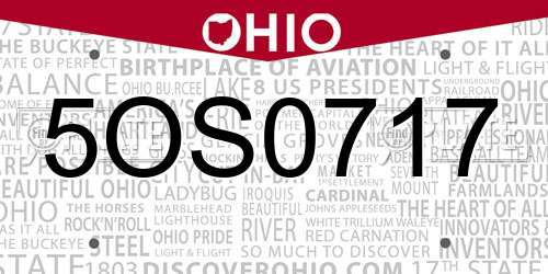 5OS0717 Ohio License Plate