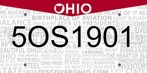 5OS1901 Ohio License Plate