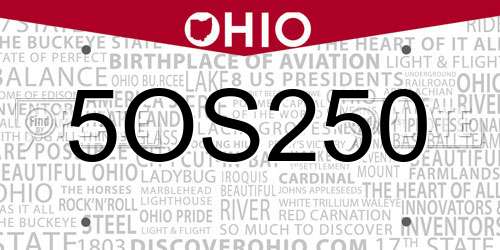 5OS250 Ohio License Plate