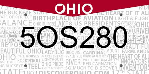 5OS280 Ohio License Plate