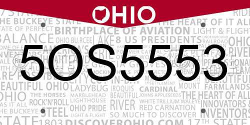 5OS5553 Ohio License Plate