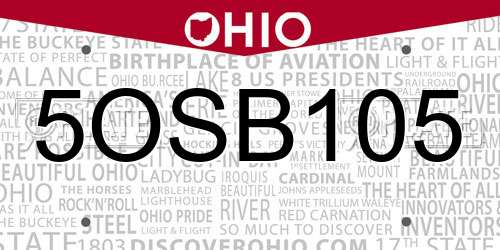 5OSB105 Ohio License Plate