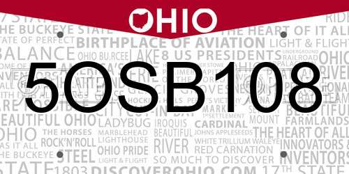 5OSB108 Ohio License Plate