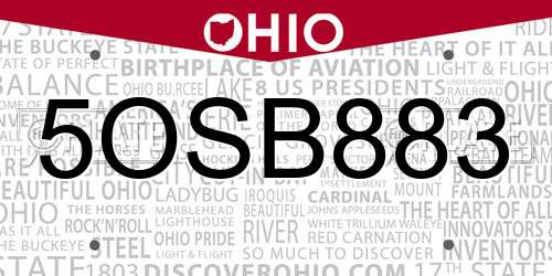 5OSB883 Ohio License Plate