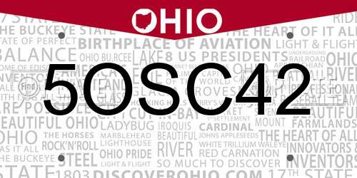 5OSC42 Ohio License Plate