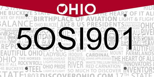 5OSI901 Ohio License Plate