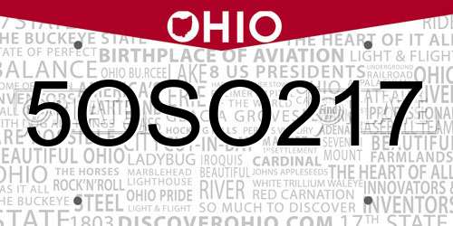 5OSO217 Ohio License Plate