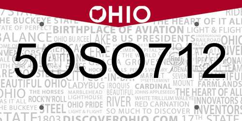 5OSO712 Ohio License Plate