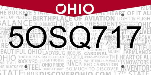 5OSQ717 Ohio License Plate