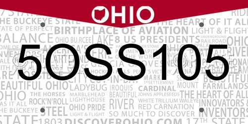 5OSS105 Ohio License Plate