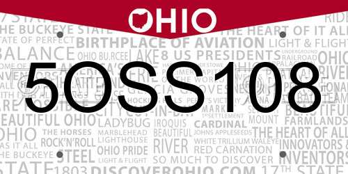5OSS108 Ohio License Plate