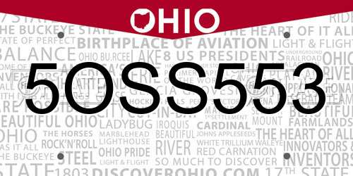 5OSS553 Ohio License Plate